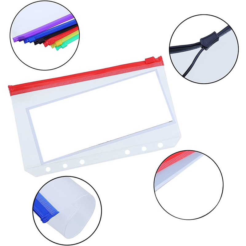 Túi đựng giấy tờ A6 6 lỗ có khóa kéo tiện dụng cho sổ tay cỡ A6