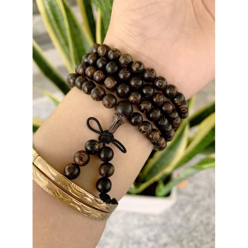 Vòng đeo tay chuỗi tràng 108 hạt trầm hương sánh chìm - hàng chuẩn - giá sỉ