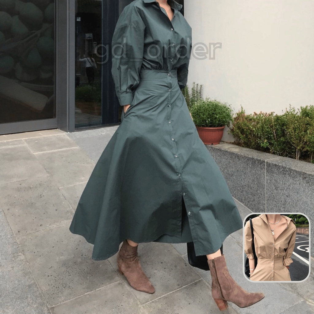 D52|Đầm sơ mi công sở suông dài đẹp sang trọng, đơn giản gd_order