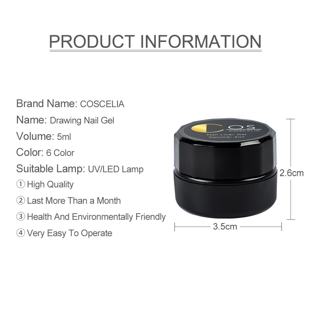 1 Lọ Gel 6 Màu 5ml Vẽ Trang Trí Móng Tay Nghệ Thuật