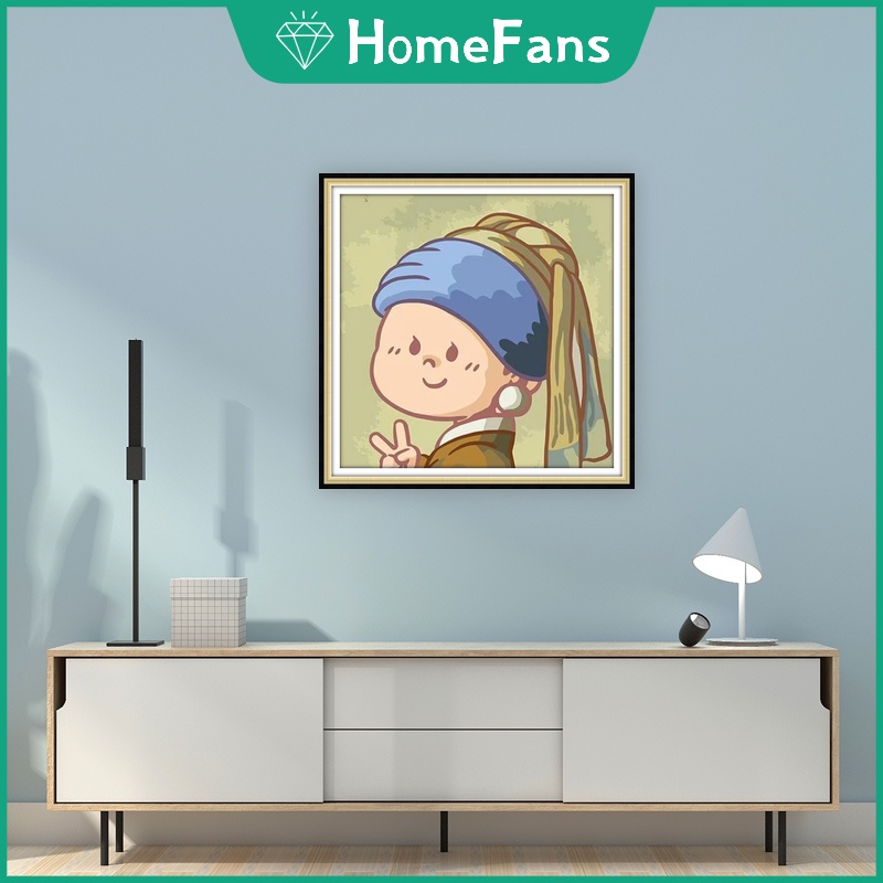 Bộ Tranh Đính Đá 5D Tự Làm 30x30cm / 40x40cm / 50x50cm Hình Nhân Vật Hoạt Hình Dễ Thương Trang Trí Nhà Cửa