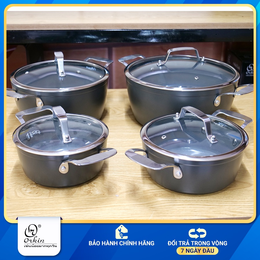 BỘ 4 NỒI NHÔM 5 LỚP, ĐÁY TỪ  - ORKIN Thái Lan  - MÃ OR08