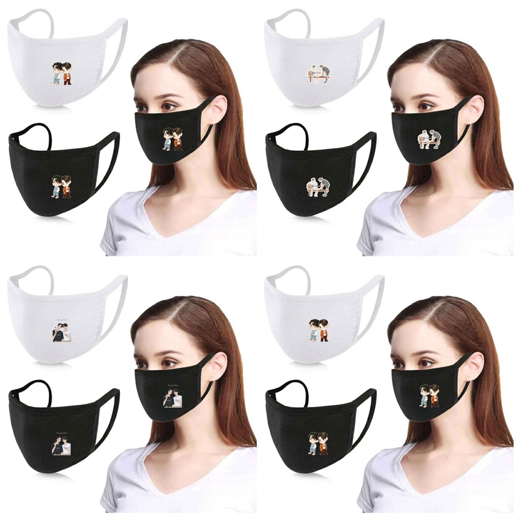 Khẩu trang in hình BRIGHTWIN 2gether BL Thái Lan anime chibi chống bụi