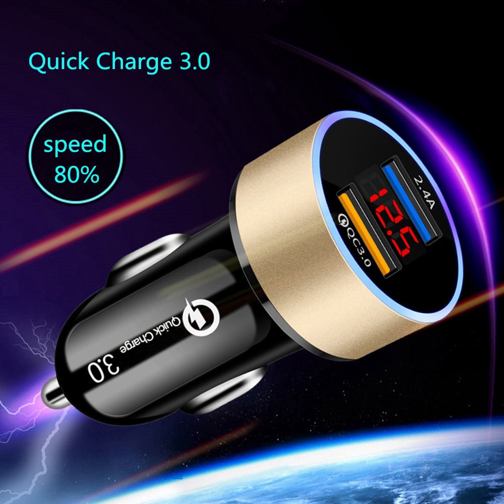 Tẩu Sạc Điện Thoại 2 Cổng USB QC 3.0 Chất Lượng Cao Cho Xe Hơi