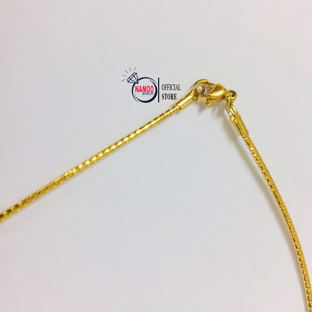 Kiềng Cổ Mạ Vàng Mặt Đính Đá V669, Kiềng Mềm Dài 45cm Cùng Mặt Dây Chuyền Titan Đính Đá Bền Màu Namoo Jewelry