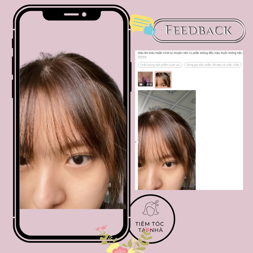 Thuốc Nhuộm Tóc Nâu Hạt Dẻ tặng kèm oxy trợ nhuộm và gang tay