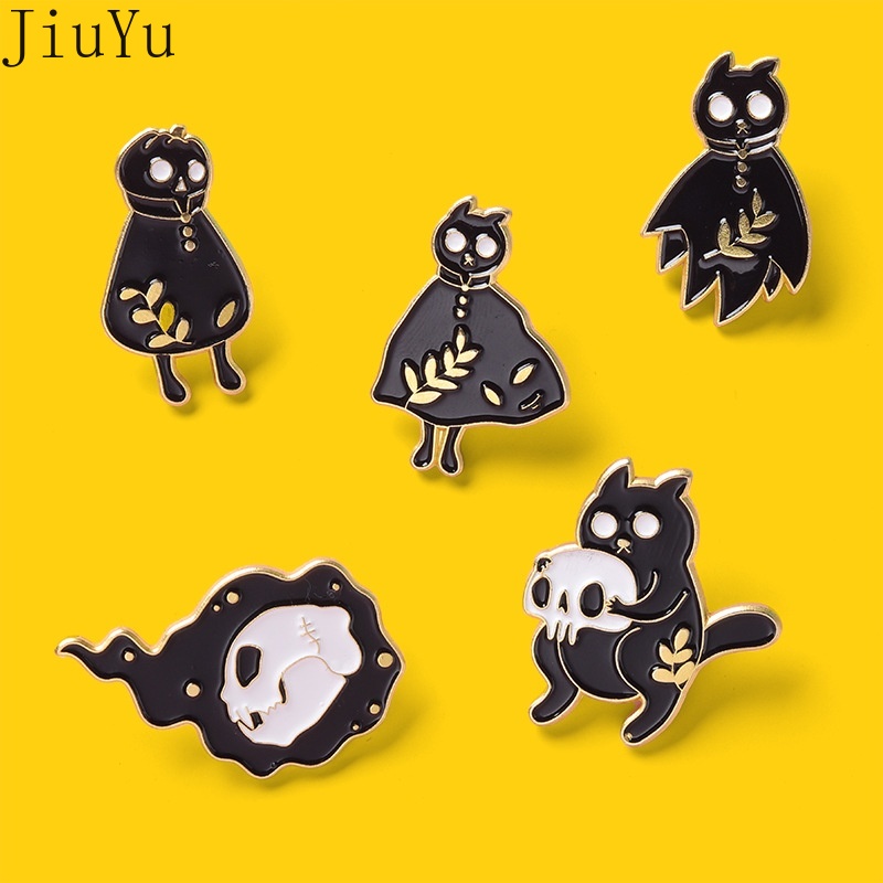 Ghim Cài Áo Kiểu Dáng Mèo Hoạt Hình Phong Cách Punk