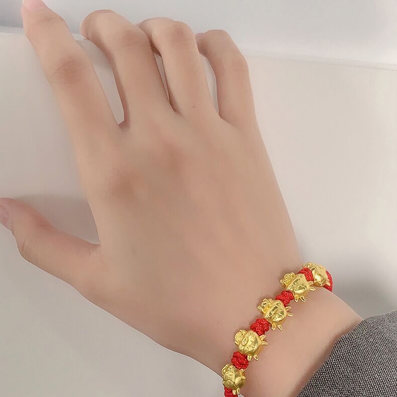 Vòng tay mặt hình 5 chú bò vàng phong cách dân tộc thời trang xinh xắn
