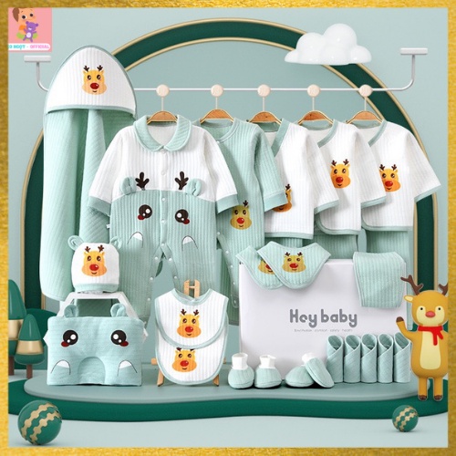Set đồ sơ sinh dễ thương cho bé yêu (unisex), Chất vải cao cấp có Túi đựng xịn sò - 26 chi tiết