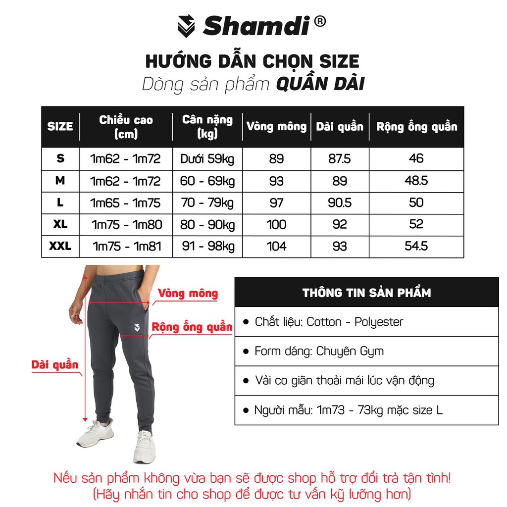 Quần dài jogger thể thao nam SHAMDI quần thể thao tập gym thiết kế Simplify co giãn bốn chiều - 1005