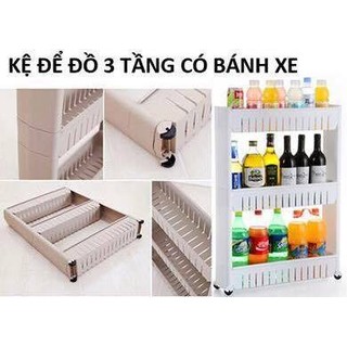 Kệ để đồ 3 tầng có bánh xe tiện dụng.