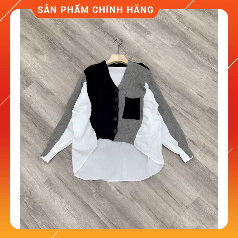 Xả hàng - Áo len phối sơmi túi ngực hàng QCL1 - có hàng Sẵn trong kho .Z11