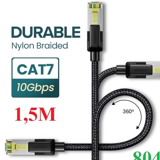 Cáp mạng Cat7 vỏ bọc Nylon dài 1,5M băng thông 10Gbps 600MHZ Ugreen 80422 - Hàng Chính Hãng