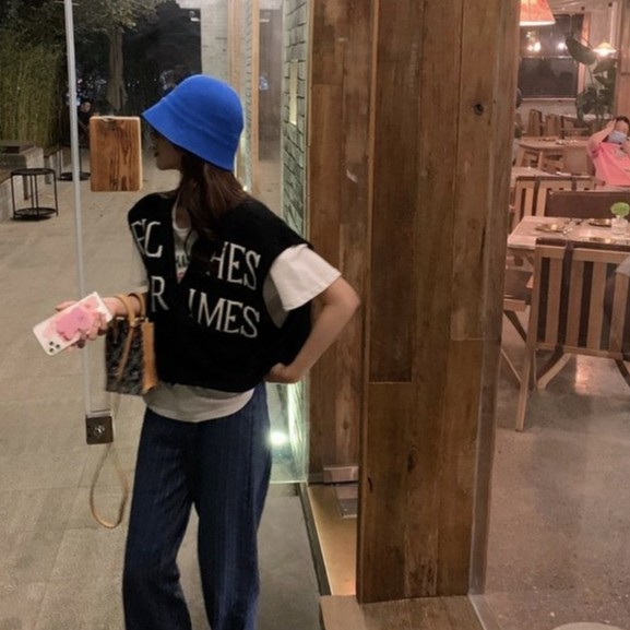 Áo Dệt Kim Cổ Chữ V Dáng Rộng Màu Sắc Tương Phản Phong Cách Hàn Quốc | BigBuy360 - bigbuy360.vn