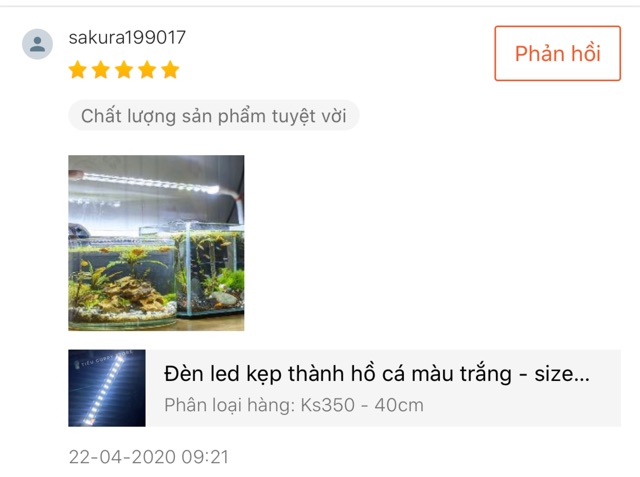 Đèn led kẹp thành hồ cá màu trắng - size 20cm/30cm/40cm