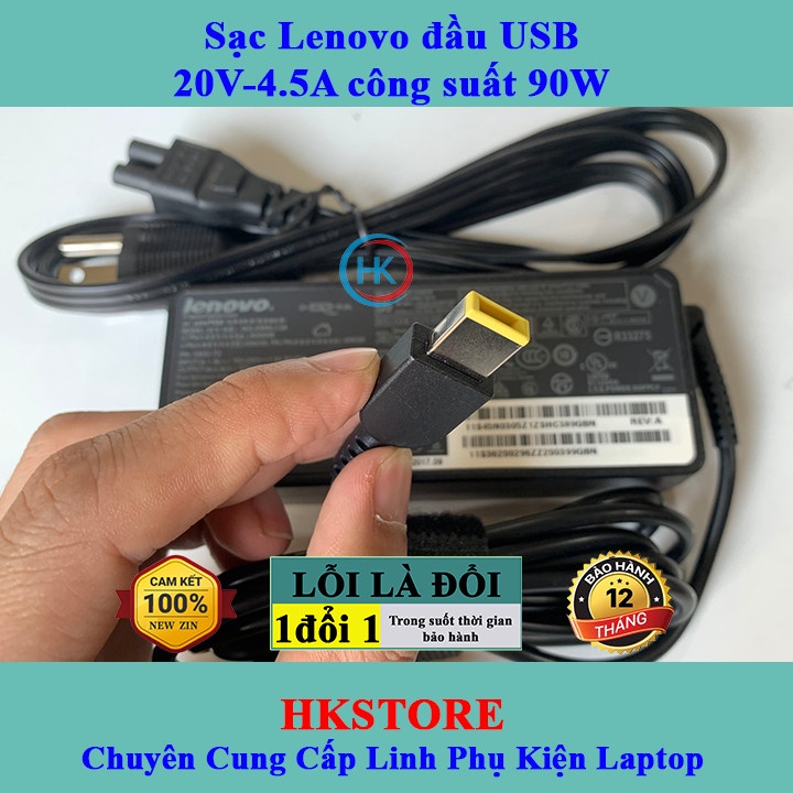 Sạc Laptop Lenovo 20V - 4.5A 90W chân vuông - USB dùng cho Lenovo T440 E531 X240 X230 G500 T540 G400 G500