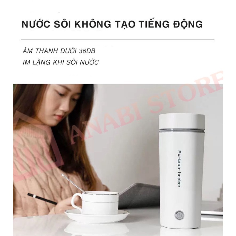 Bình đun nước du dịch cao cấp siêu tốc ANABI 400ml - Ấm siêu tốc an toàn diện dụng (tặng kèm ổ cắm chuyển )