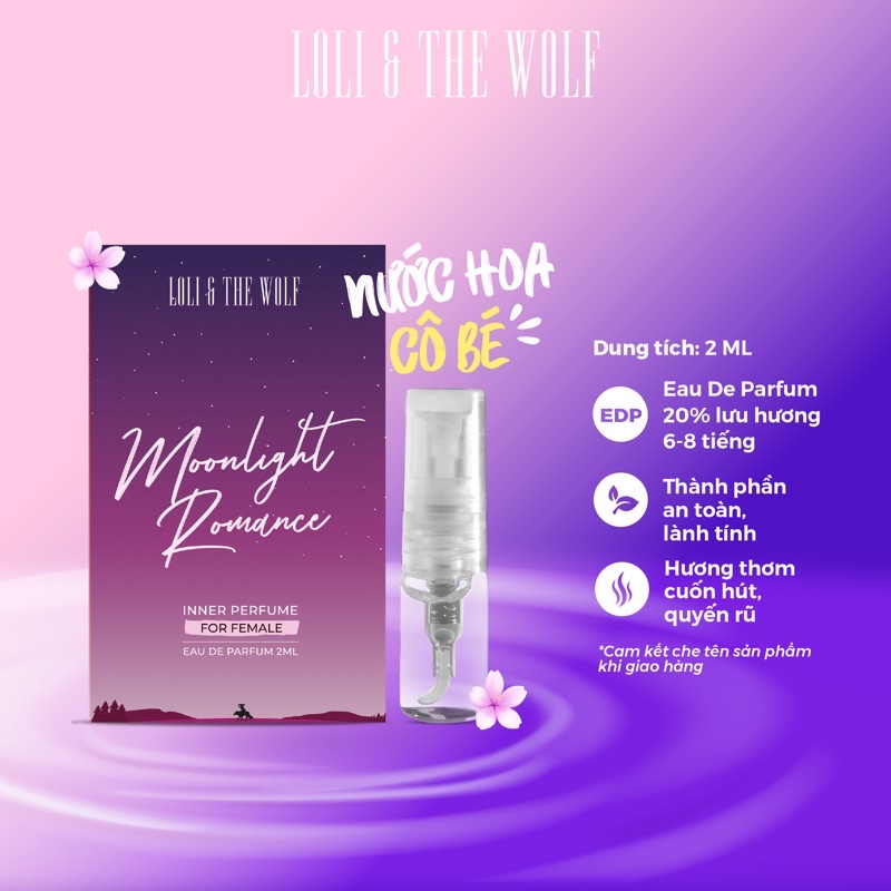 Nước hoa vùng kín nữ Moonlight Romance Eau De Parfum - Nước hoa mini chai 2ml nhỏ gọn tiện lợi - LOLI & THE WOLF - Hà