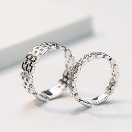 Nhẫn nam nữ tròn Merin Accessories màu bạc thời trang chất Titan đẹp đơn giản không gỉ - Nhẫn đôi Las Ring