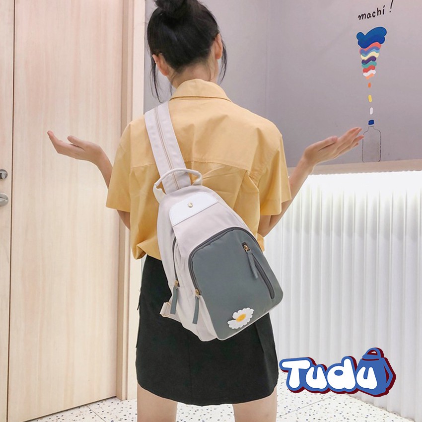 Balo Mini Nữ Kết Hợp Túi Đeo Chéo Thời Trang Phong Cách Hàn Quốc Kèm Bông Cúc CN163