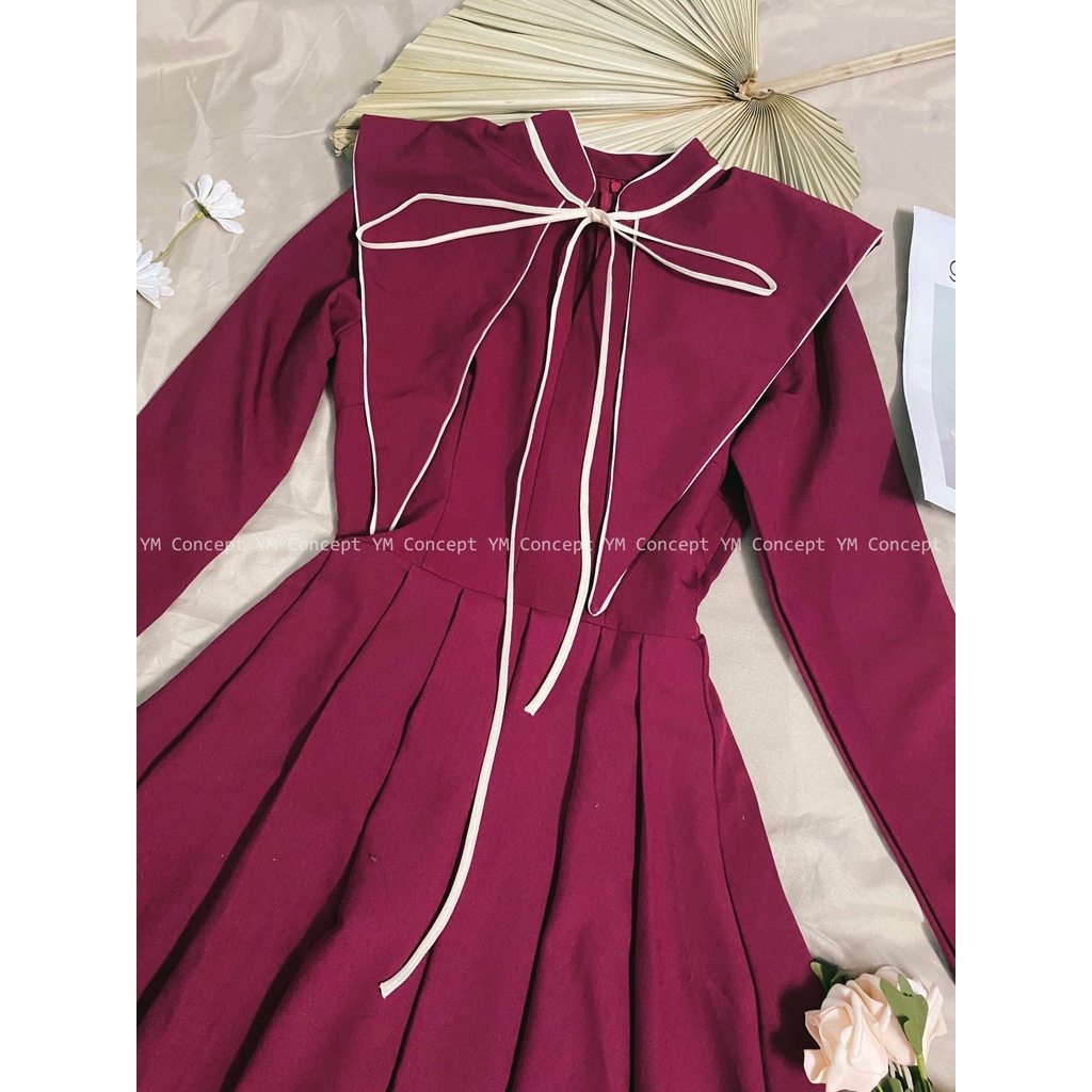 Đầm Tiểu Thư Cổ Trụ Cột Nơ Xinh Xắn - D0468