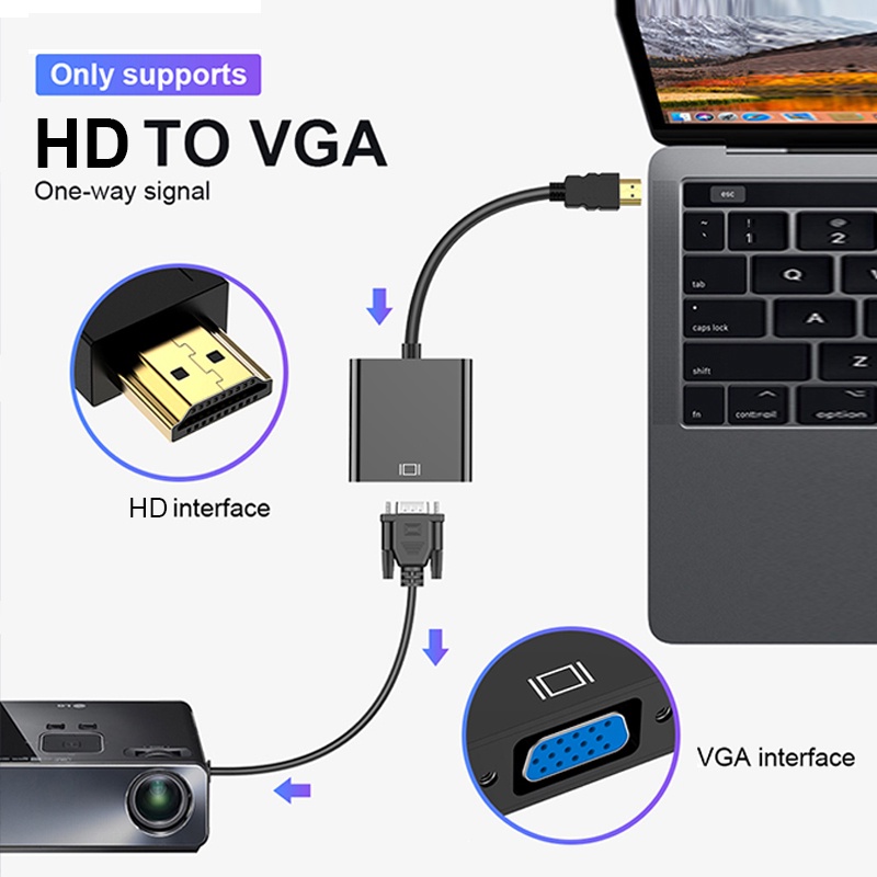 Cáp HDMI Sang VGA Cáp DMI Sang VGA HD 1080p Đầu Mạ Vàng HDMI To VGA Adapter Máy Tính Xách Tay Màn Hình TV / Máy Chiếu