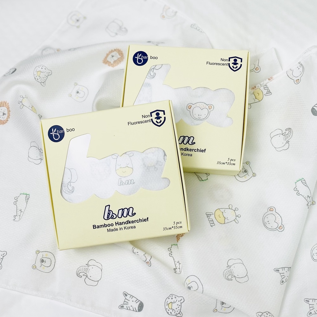Khăn sữa sợi tre KHÔNG HUỲNH QUANG BnM Made in Korea 35 x 35cm