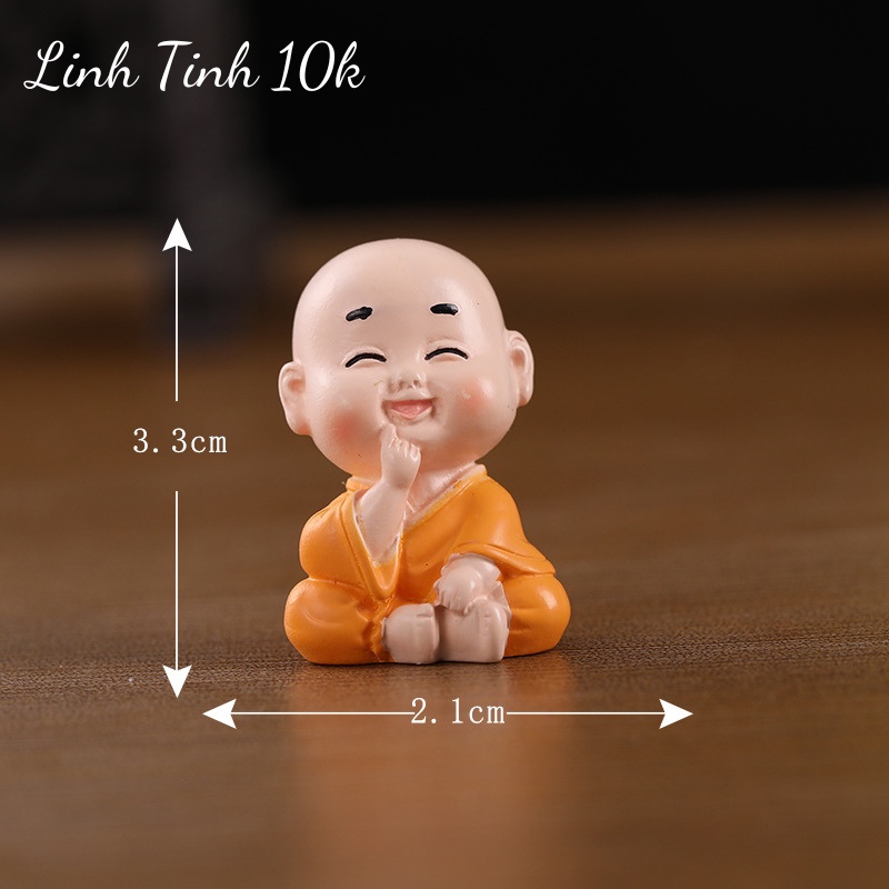 Tượng chú tiểu mini áo vàng đáng yêu, dễ thương / Sét 7 chú tiểu mini - Linh Tinh 10k