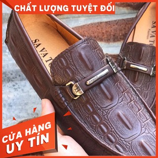 Giày lười da bò dập vân cá sấu - miễn phí ship còn hàng