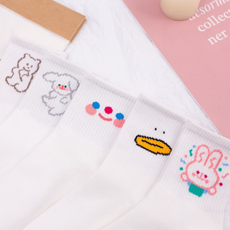 Tất cổ cao, Vớ cổ cao nữ họa tiết dễ thương vải co giãn thời trang unisex