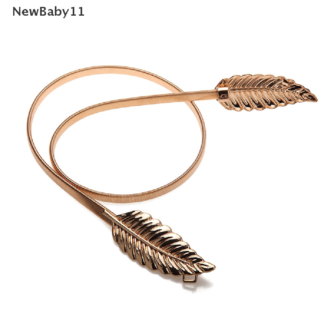 Thắt Lưng Co Giãn Hình Chiếc Lá Màu Vàng / Bạc Cho Nữ