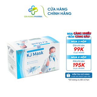 Khẩu Trang Y Tế 4 Lớp Gia Hưng Pharma KJMASK - KJvina Kháng Khuẩn Không mùi Cho Da Nhạy Cảm - Hộp 50 Cái