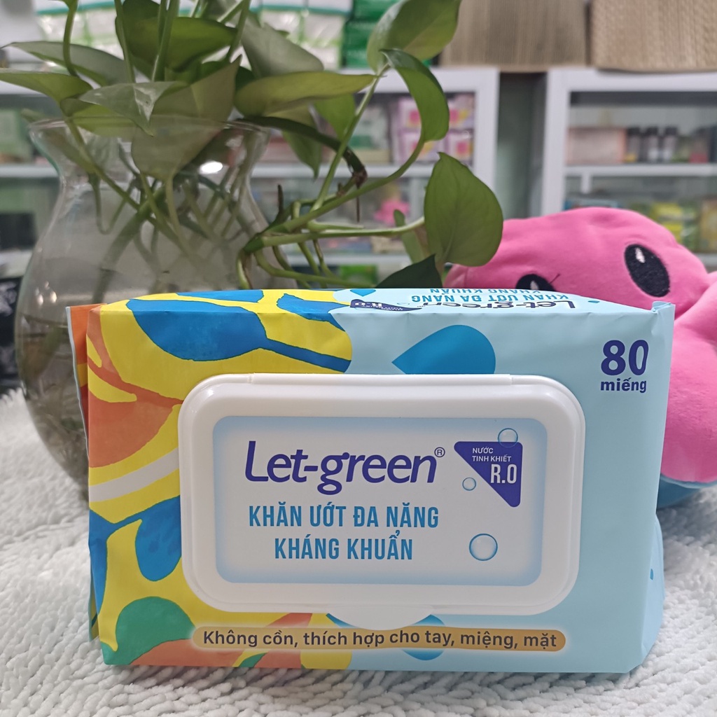 Khăn ướt kháng khuẩn letgreen 80 miếng /1 hộp.