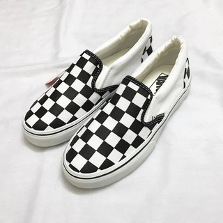 Giày lười Vans caro logo sau gót đen ( V Slip-on Checkerboard)