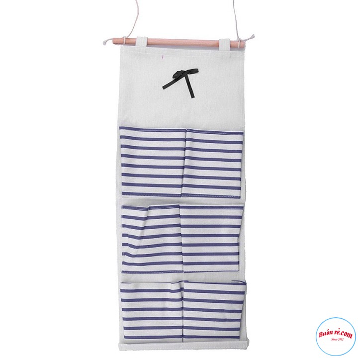 Túi Treo Tường 3 tầng 6 ngăn vải Linen tráng keo 1 mặt chống thấm nước - br00509