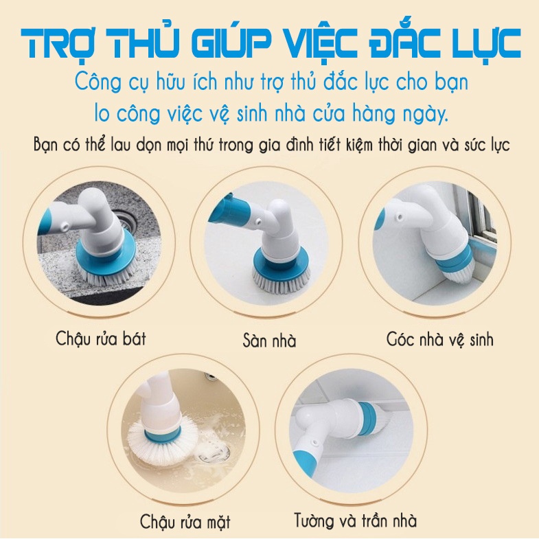 Máy cọ rửa nhà vệ sinh toilet, nhà tắm không dây cầm tay 3 đầu cọ đa năng 2000mAh – RICEHOUSE RHG110