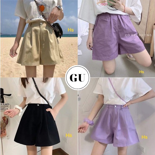 (Ảnh thật)Quần Đùi Kaki Cài Cúc Dáng A Hot Trend GU Store