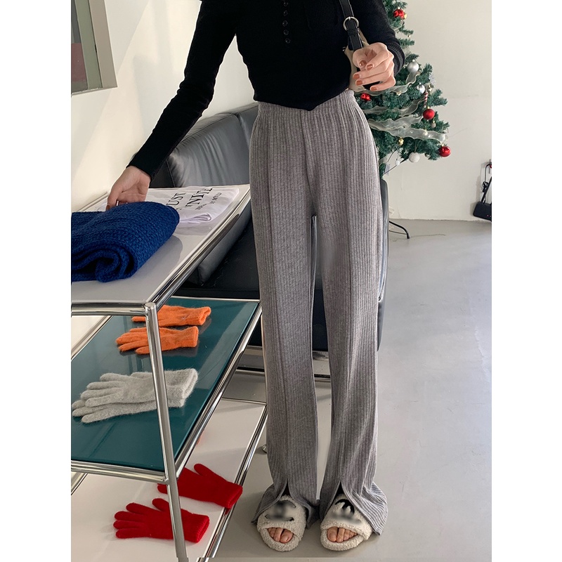 SUXI Quần Dài Ống Rộng Lưng Cao Thời Trang Hàn Quốc Cho Nữ