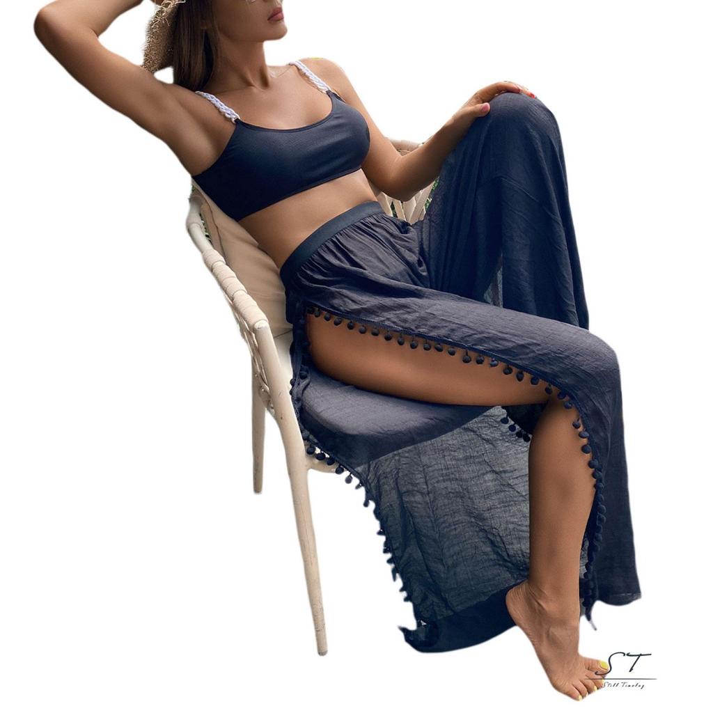 Quần Đi Biển CY03 Hai Mặt Lưng Cao Đính Bóng Lông Dễ Thương Cho Nữ