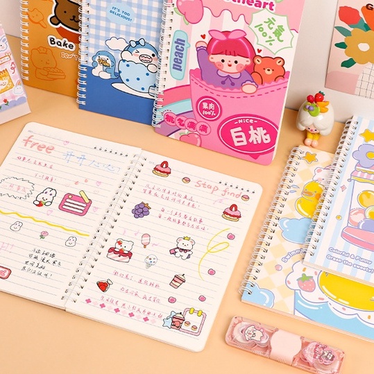 Sổ Gáy Xoắn A5 Hoạt Hình Nhiều Mẫu Dễ Thương - Sổ Ghi Chú Đơn Giản