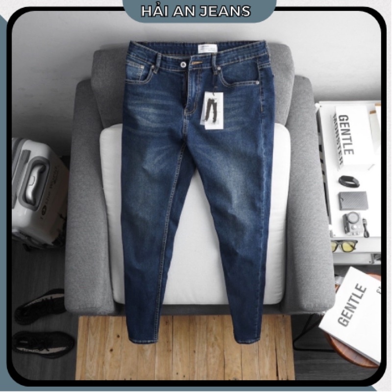Quần jean Nam Xanh đen- ống ôm - jean co giãn thời trang