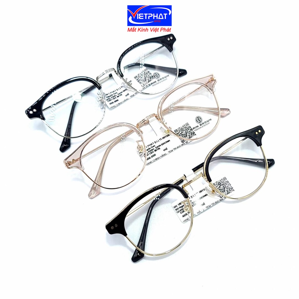 Gọng kính cận mắt tròn VIETPHAP EYEWEAR SAIN BROWN 2100-C2 thời trang nam nữ