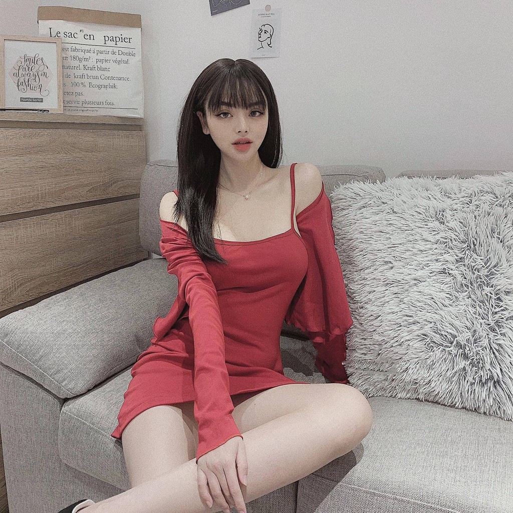 [BÁN SỈ] Sét Trang Phục Nữ Váy 2 Dây + Áo Khoác Cadigan Freesize ( Kèm Và Video)
