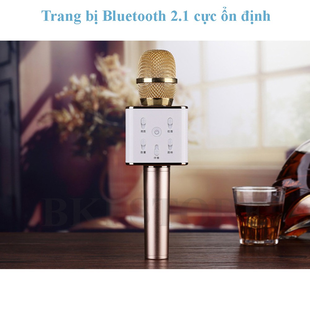 Micro Hát Karaoke Cao Cấp Q7, Hát Mọi Lúc Mọi Nơi, Thời Lượng Pin 2600mAh