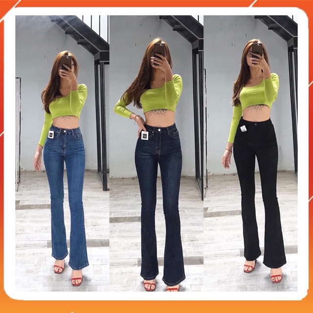 [XẢ KHO - GIÁ SỐC] Quần jean LOE trơn dáng dài lưng cao trên rốn co giãn tốt form chuẩn