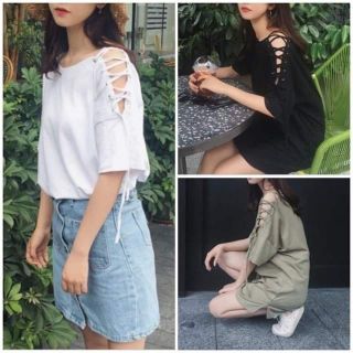 Áo thun đan dây 1 bên vai ulzzang
