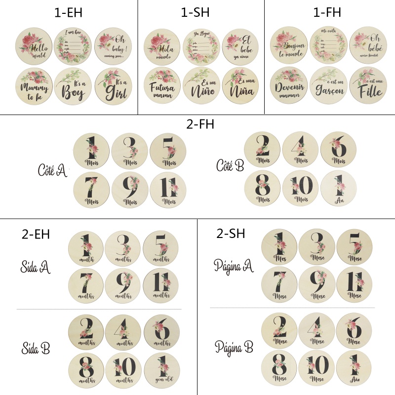 Set 6 Tấm Thẻ Ghi Chú Đánh Dấu Cột Mốc Phát Triển Theo Tháng Cho Bé