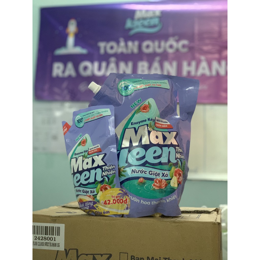 NƯƠC GIẶT XẢ MAXKEEN THIÊN NHIÊN 2.2KG KÈM TÚI 600G