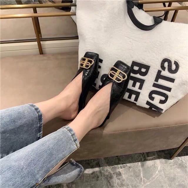 FREE SHIP giày sục nữ khóa B mũi vuông êm chân dễ phối đồ | BigBuy360 - bigbuy360.vn