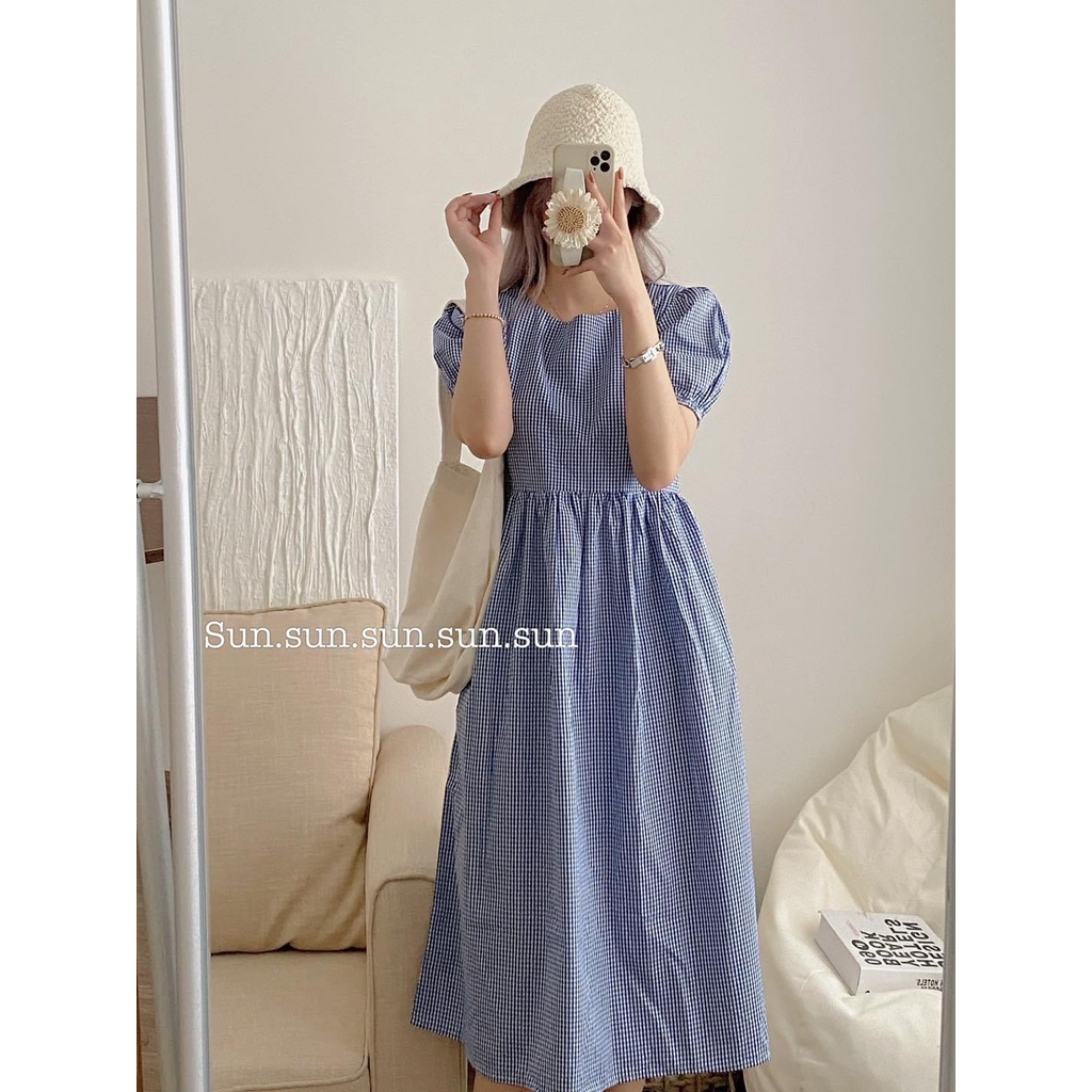 Đầm nữ cổ tròn cúc sau buộc nơ V8277 váy nữ dáng dài đi biển xinh quá gối cộc tay babydoll dự tiệc sang chảnh -CHAKOVET | BigBuy360 - bigbuy360.vn